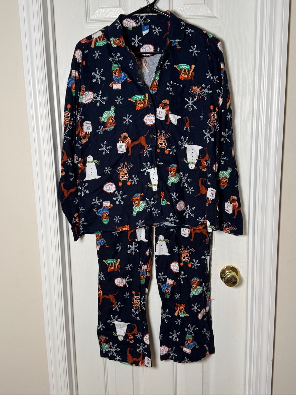 Old Navy 30th Anniversary Magic the Dog Mascot Flannel Pajamas Set Size M